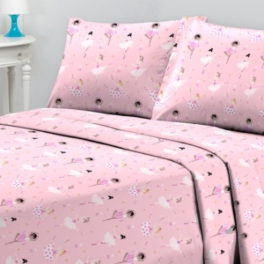*SALE*  Sanders Microfiber 3 Pc. Sheet Set, Twin Pink Ballerina 0134